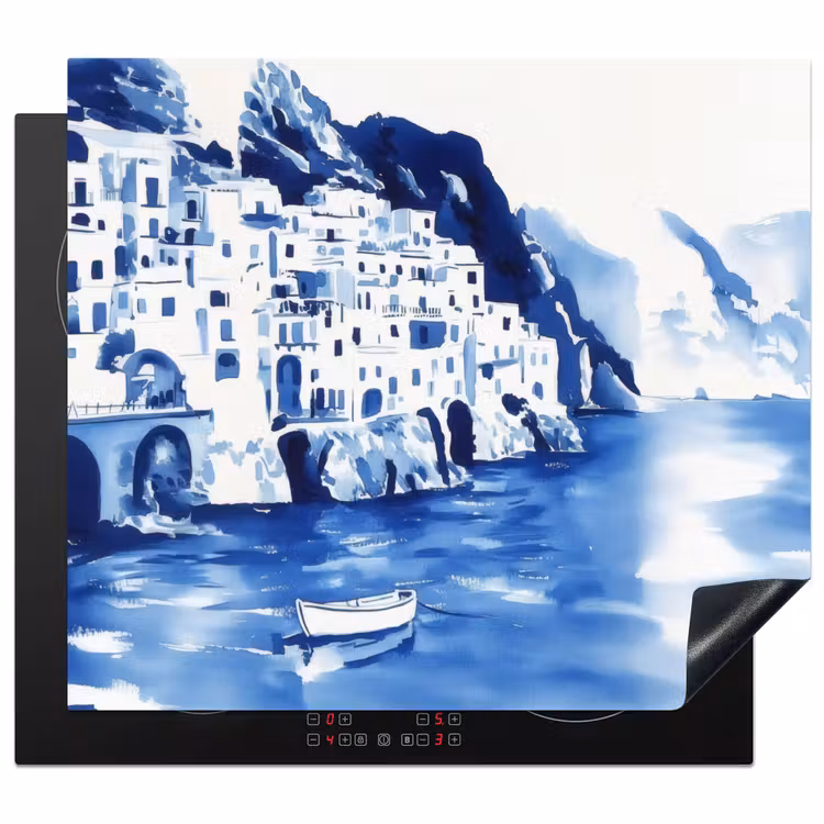 Protection plaque induction - Village - Rocher - Bateau à rames - Eau — 1