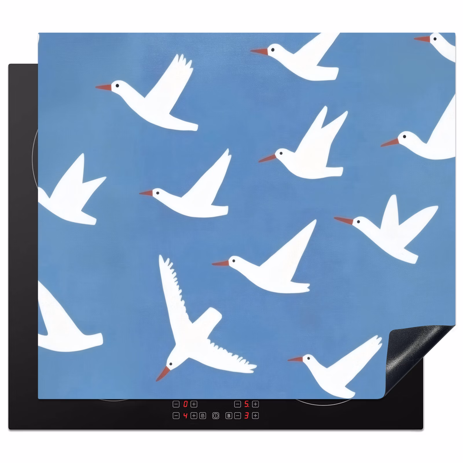 Protection plaque induction - Oiseaux - Blanc - Motif — 1