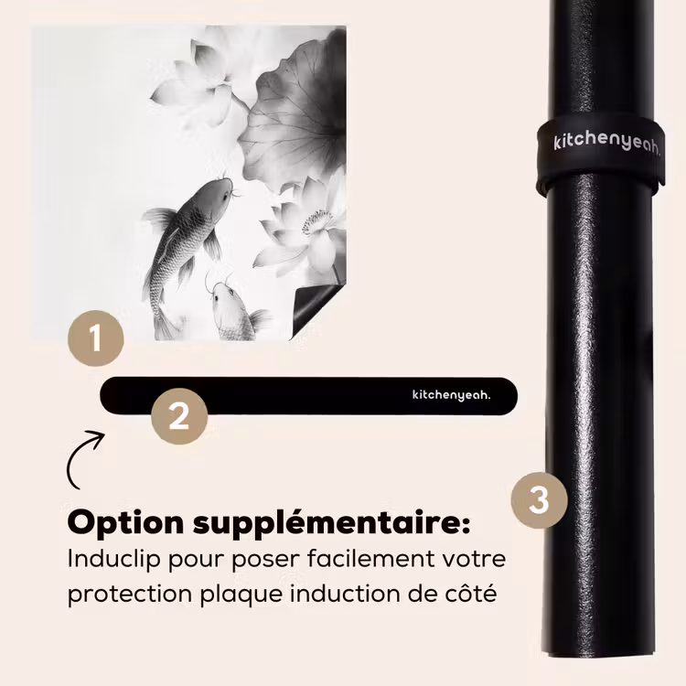 Protection plaque induction - Fleurs de lotus - Poissons - Feuilles - Noir — 8