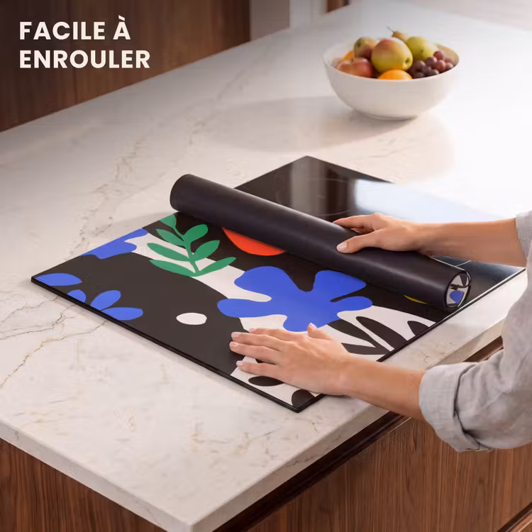 Protection plaque induction - Fleurs - Feuilles - Abstrait - Noir — 6