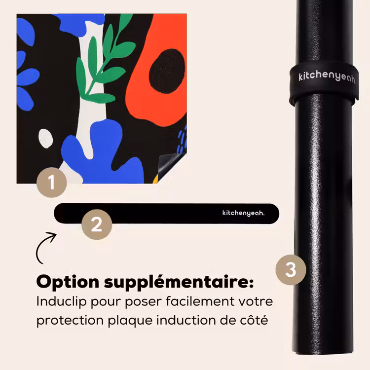 Protection plaque induction - Fleurs - Feuilles - Abstrait - Noir — 8