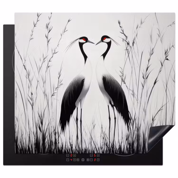 Protection plaque induction - Grue - Herbe - Forme de coeur - Noir — 1