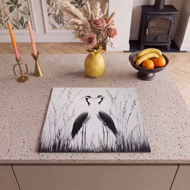 Protection plaque induction - Grue - Herbe - Forme de coeur - Noir — 3