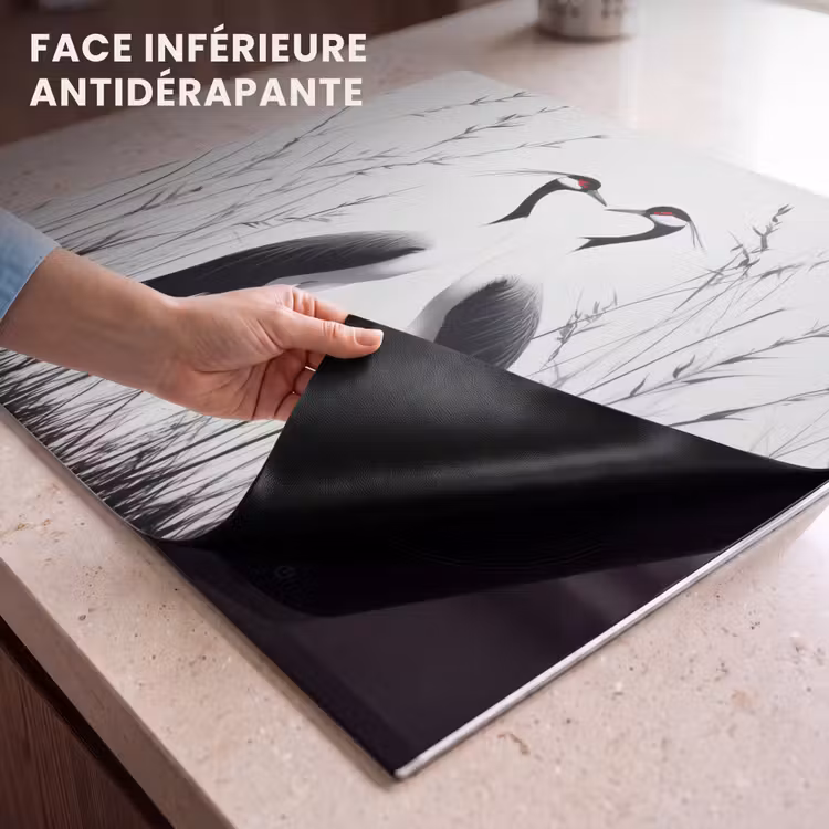 Protection plaque induction - Grue - Herbe - Forme de coeur - Noir — 7