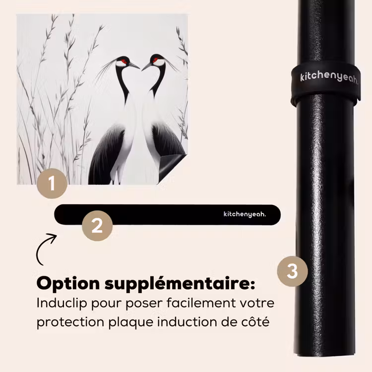 Protection plaque induction - Grue - Herbe - Forme de coeur - Noir — 8