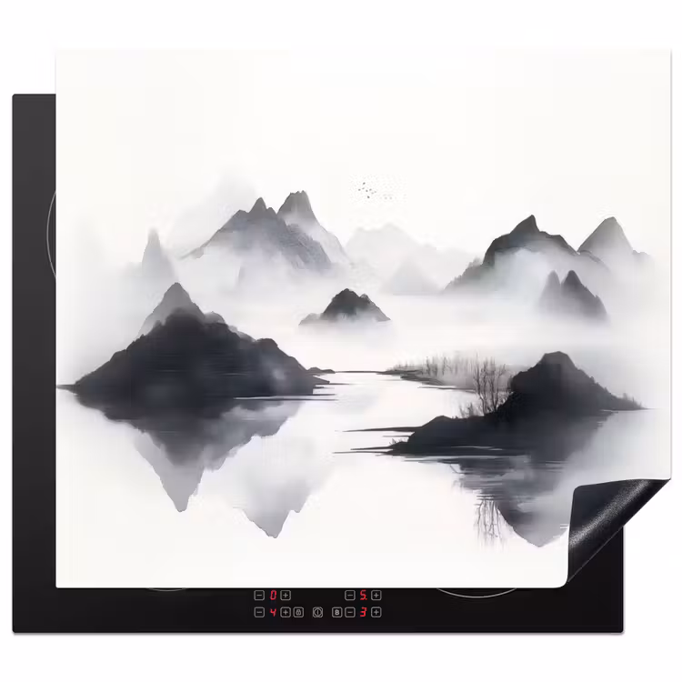 Protection plaque induction - Montagnes - Brumeux - Eau - Blanc — 1