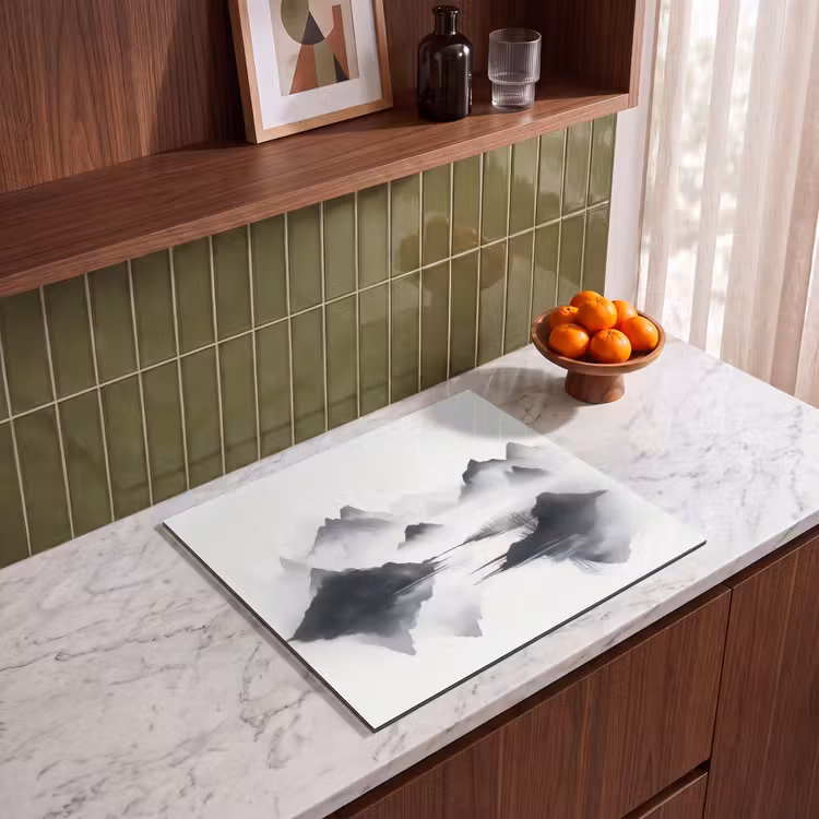 Protection plaque induction - Montagnes - Brumeux - Eau - Blanc — 4