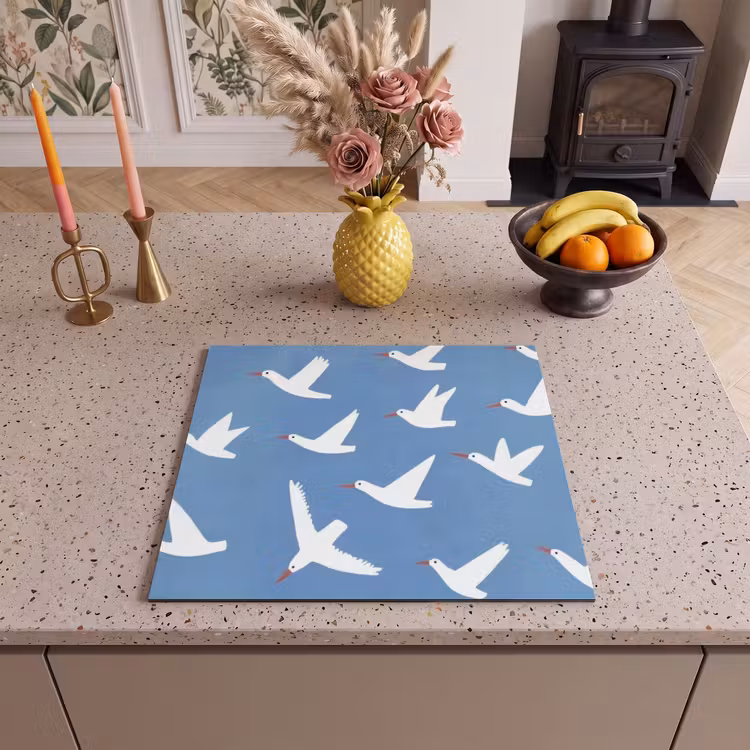 Protection plaque induction - Oiseaux - Blanc - Motif — 3