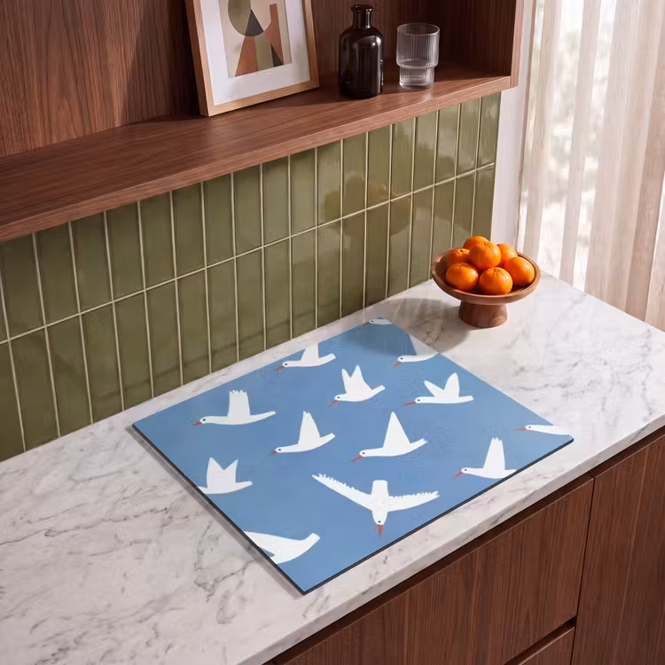 Protection plaque induction - Oiseaux - Blanc - Motif — 4