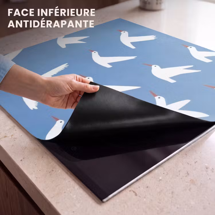 Protection plaque induction - Oiseaux - Blanc - Motif — 7