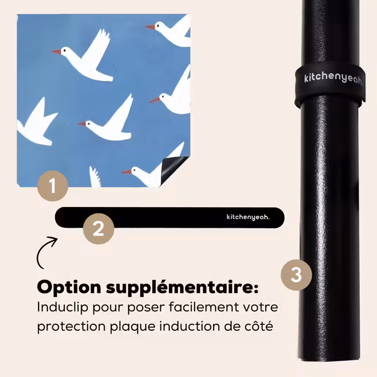 Protection plaque induction - Oiseaux - Blanc - Motif — 8