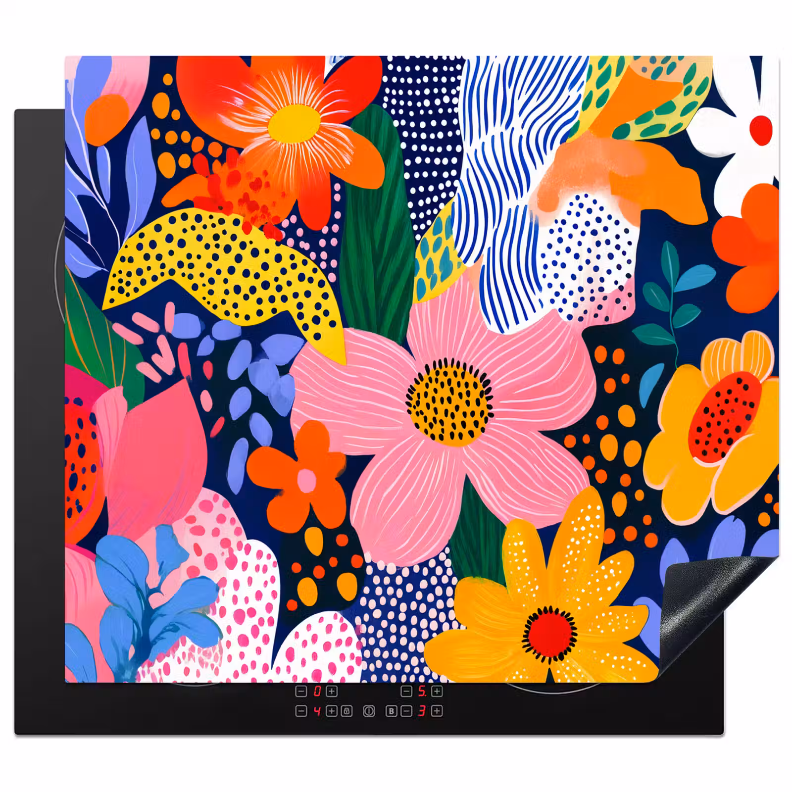 Protection plaque induction - Coloré - Fleurs - Abstrait - Points — 1