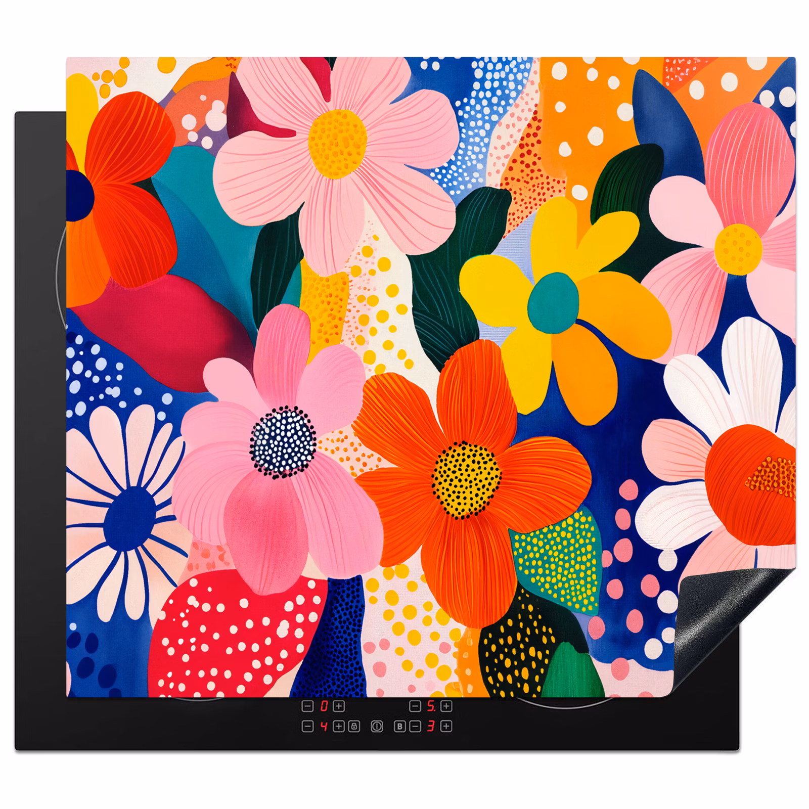 Protection plaque induction - Fleurs - Colorées - Points — 1