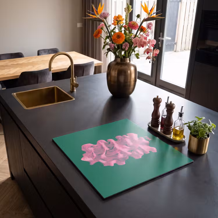 Protection plaque induction - Abstrait - Rose - Lignes - Vert — 2