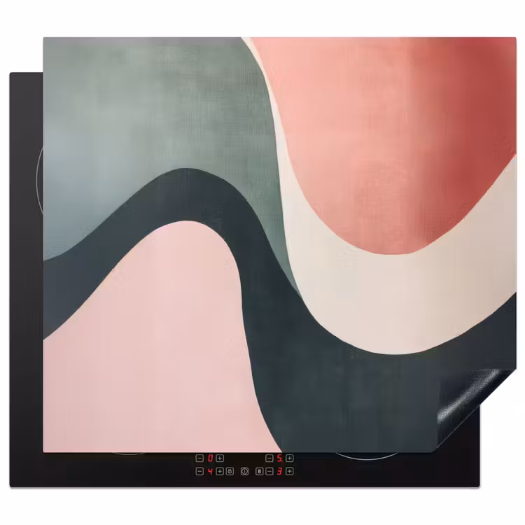 Protection plaque induction - Abstrait - Vagues - Élégant - Rose — 1