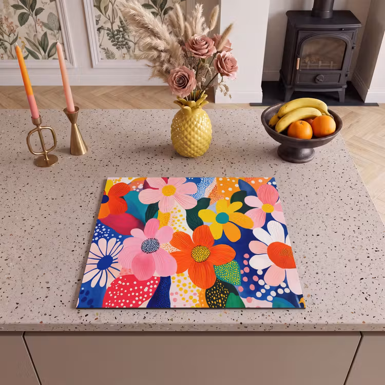 Protection plaque induction - Fleurs - Colorées - Points — 3