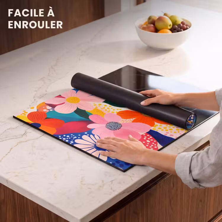 Protection plaque induction - Fleurs - Colorées - Points — 6