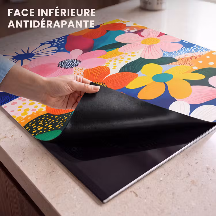 Protection plaque induction - Fleurs - Colorées - Points — 7