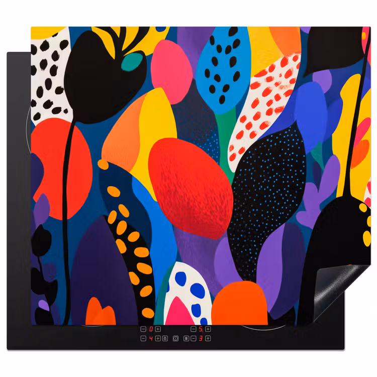 Protection plaque induction - Fleurs - Feuilles - Abstrait - Rouge — 1