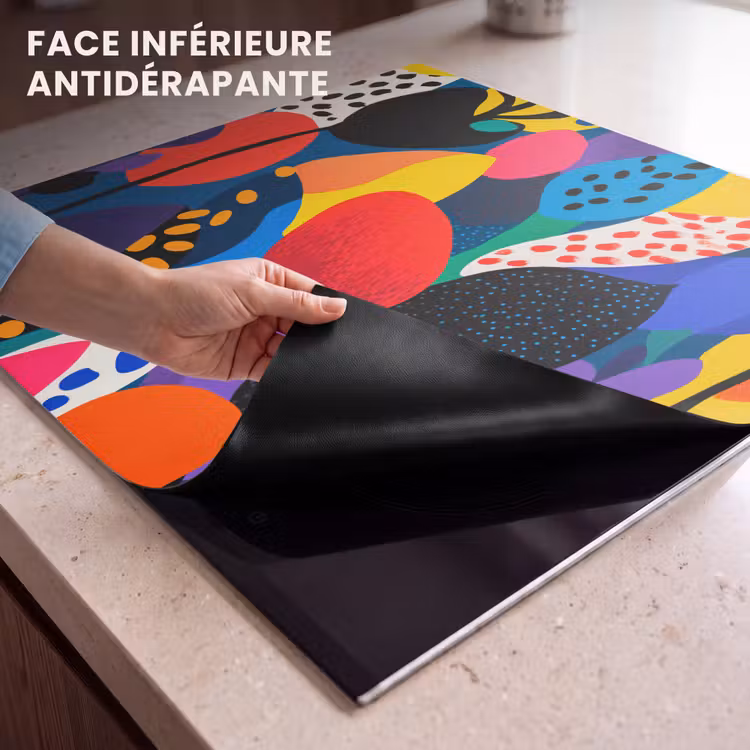Protection plaque induction - Fleurs - Feuilles - Abstrait - Rouge — 7