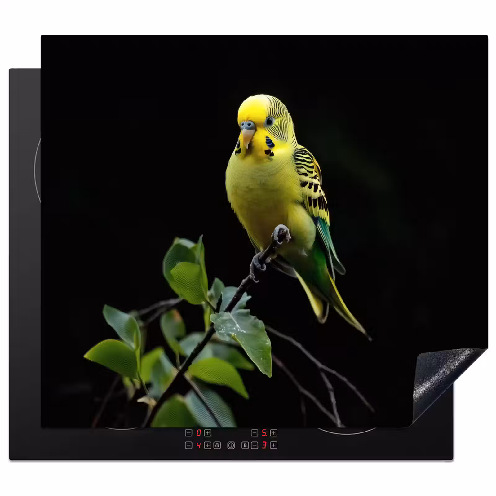 Protection plaque induction - Perruche - Branche - Feuilles - Jaune — 1