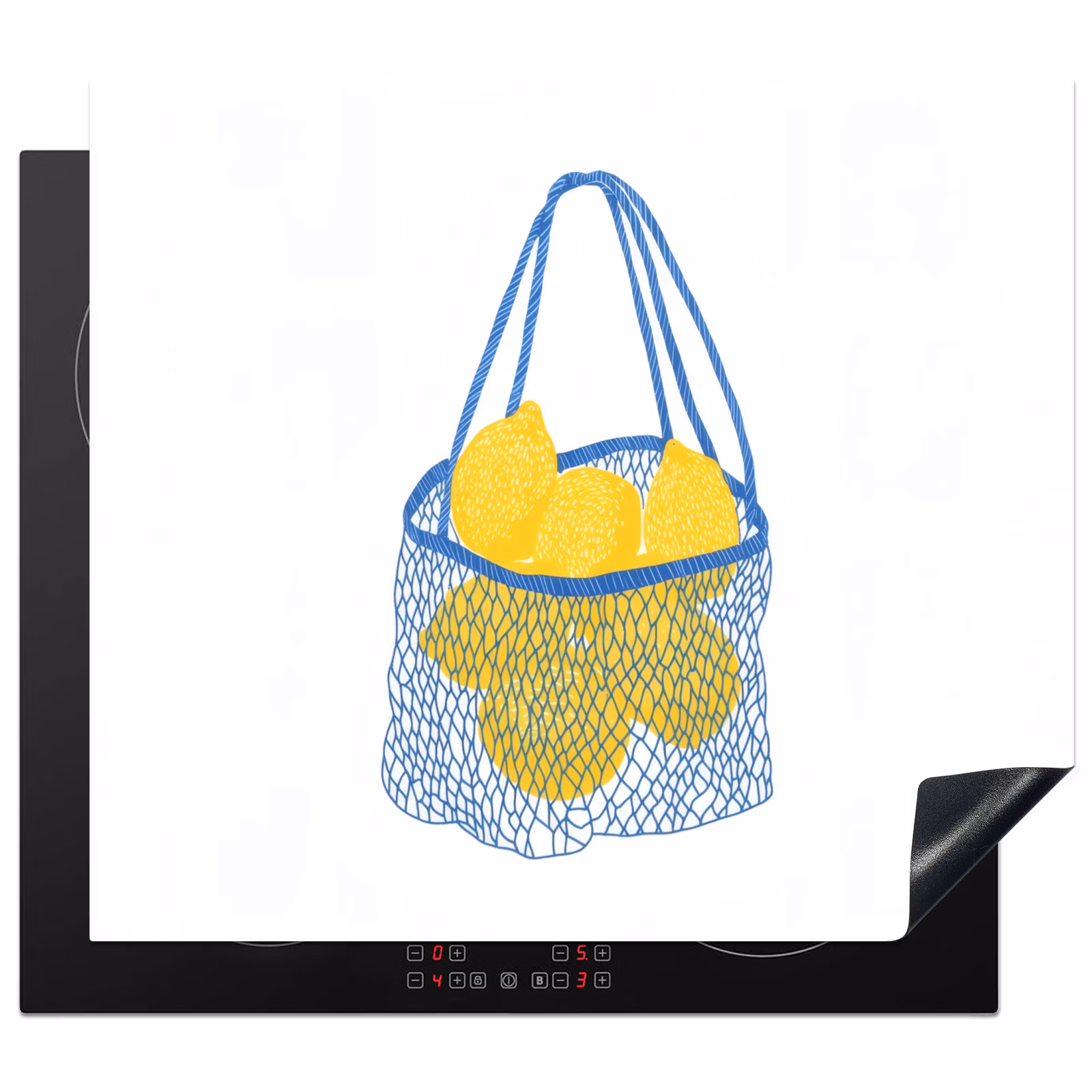 Protection plaque induction - Sac - Bleu - Citrons - Illustration — 1