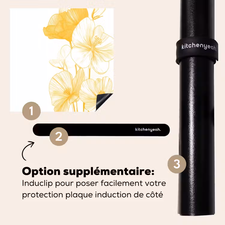 Protection plaque induction - Dessin au trait - Fleurs - Jaune - Vase — 8