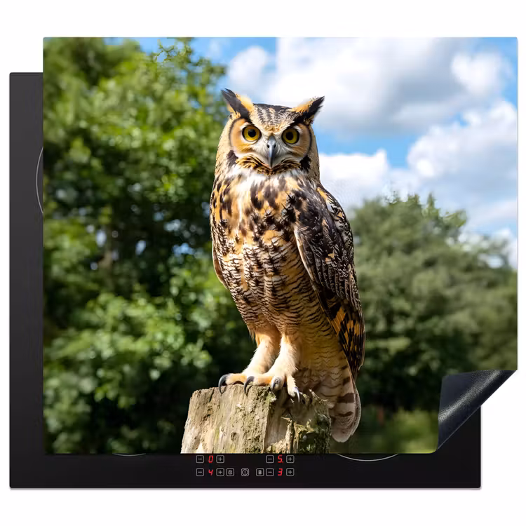 Protection plaque induction - Hibou - Tronc d'arbre - Forêt - Ciel — 1