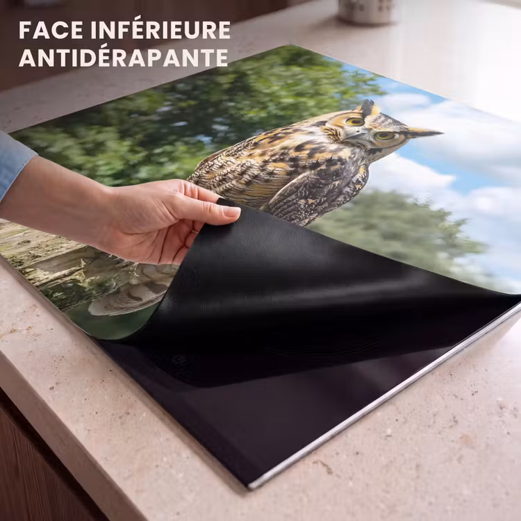 Protection plaque induction - Hibou - Tronc d'arbre - Forêt - Ciel — 7