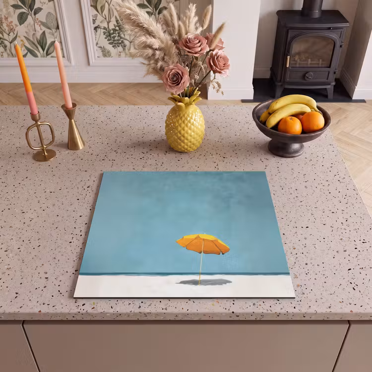 Protection plaque induction - Parasol - Jaune - Plage - Mer — 3