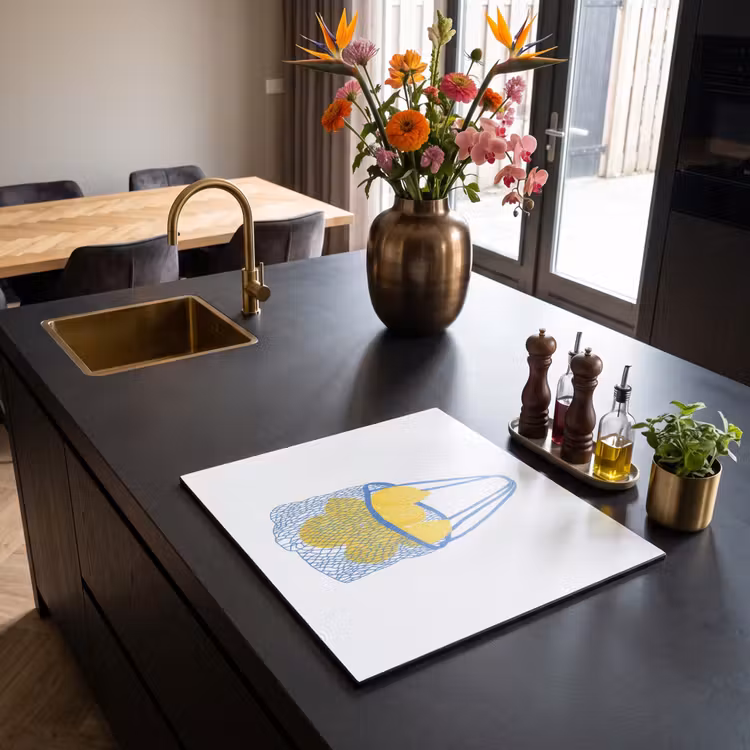 Protection plaque induction - Sac - Bleu - Citrons - Illustration — 2