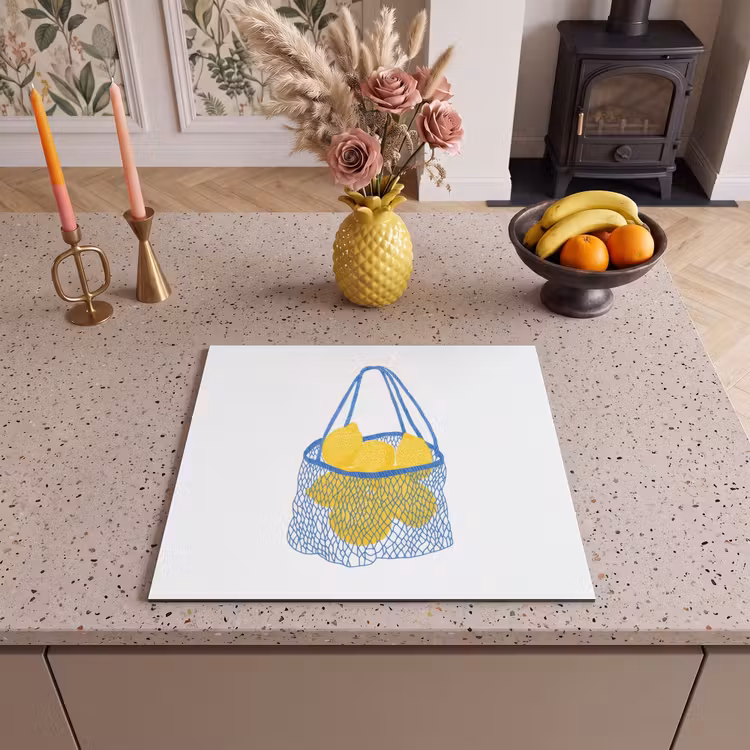 Protection plaque induction - Sac - Bleu - Citrons - Illustration — 3