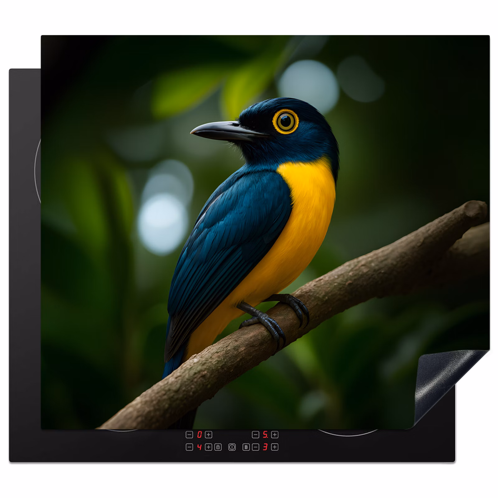 Protection plaque induction - Oiseau - Branche - Jaune - Feuilles — 1