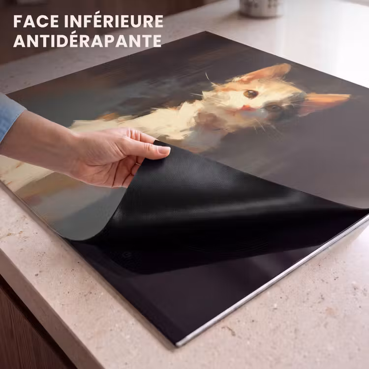 Protection plaque induction - Chat - Peint - Artistique - Blanc — 7