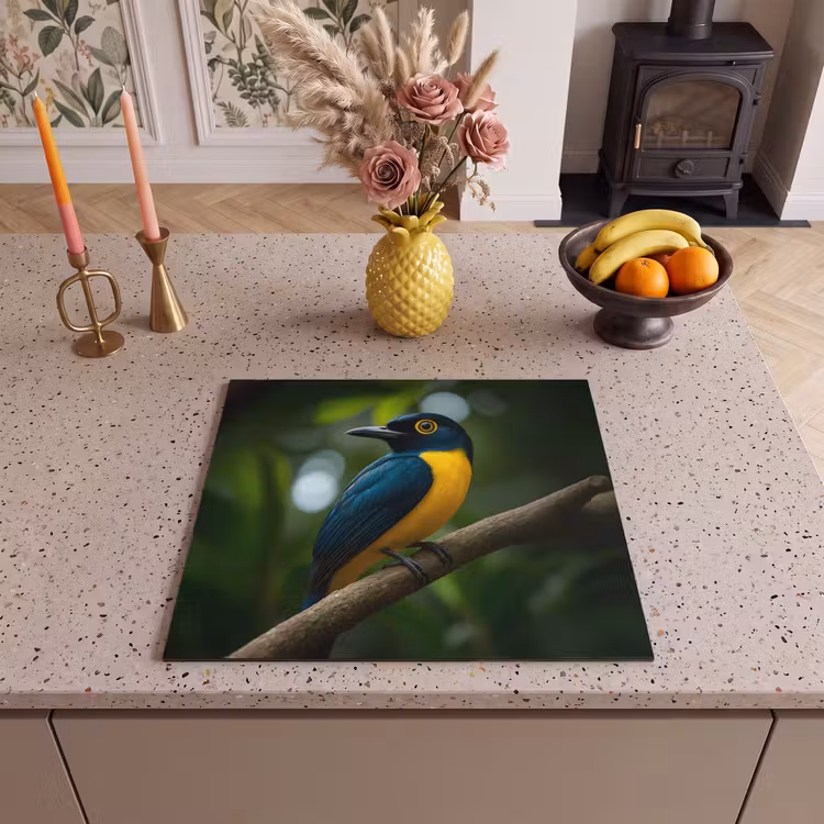 Protection plaque induction - Oiseau - Branche - Jaune - Feuilles — 3