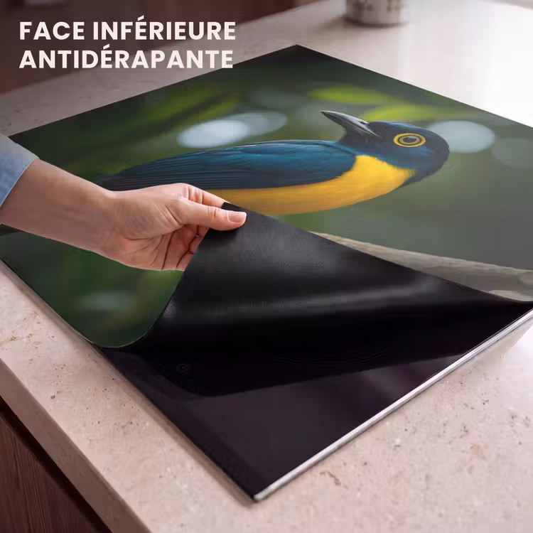 Protection plaque induction - Oiseau - Branche - Jaune - Feuilles — 7