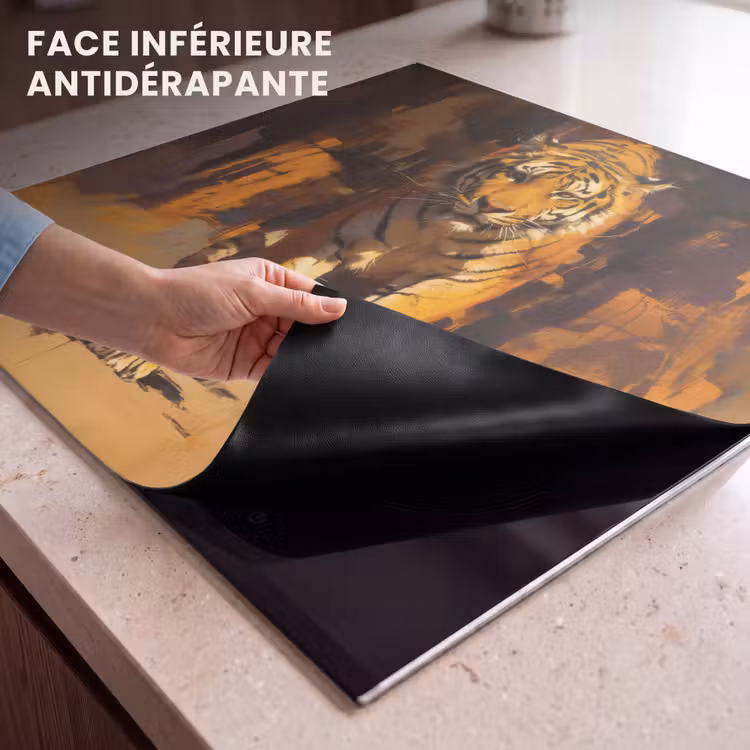 Protection plaque induction - Tigre - Peint - Orange - Coups de pinceau — 7