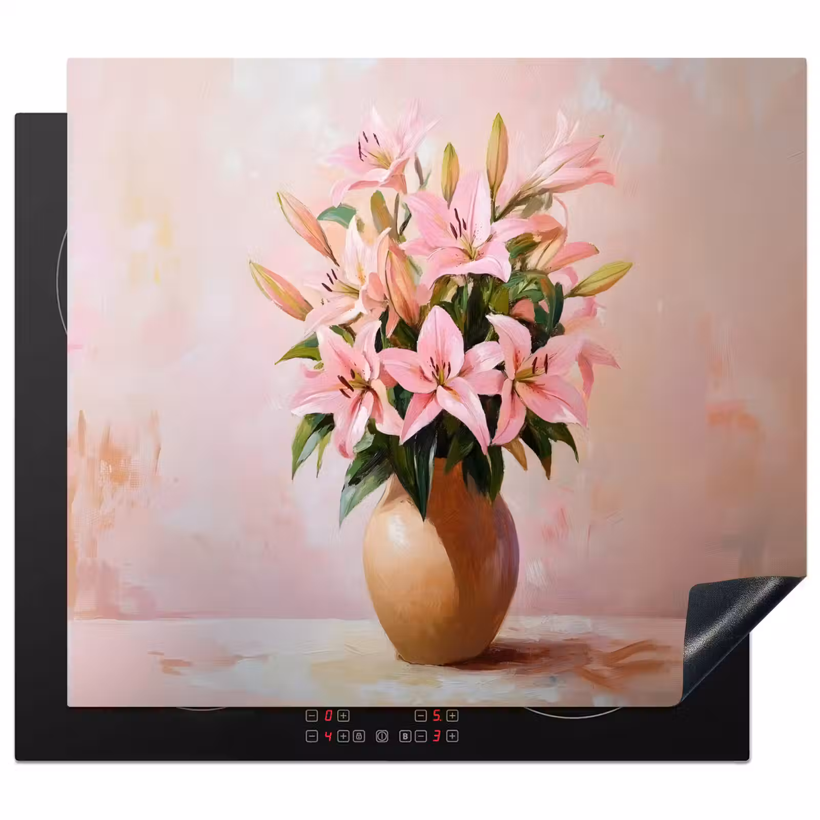 Protection plaque induction - Vase - Fleurs - Rose — 1