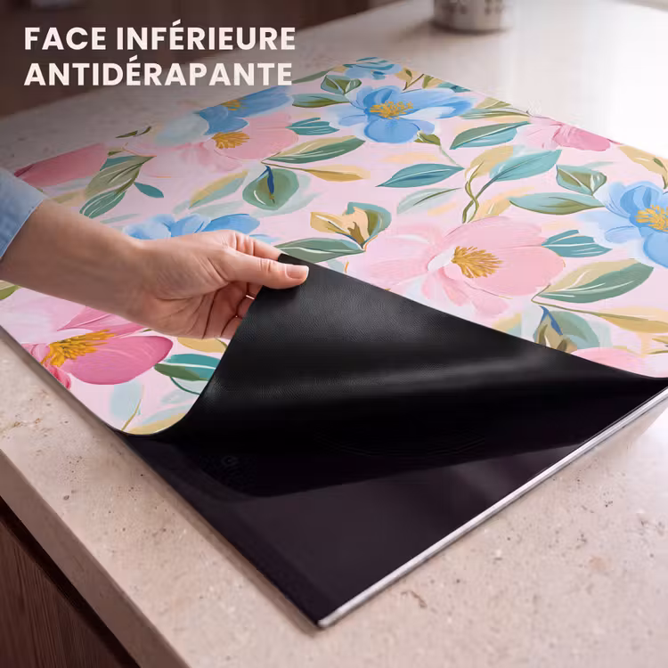 Protection plaque induction - Bleu - Rose - Fleurs — 7