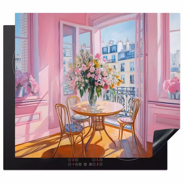 Protection plaque induction - Rose - Ville - Fleurs — 1