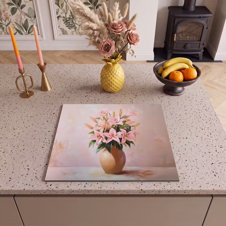 Protection plaque induction - Vase - Fleurs - Rose — 3