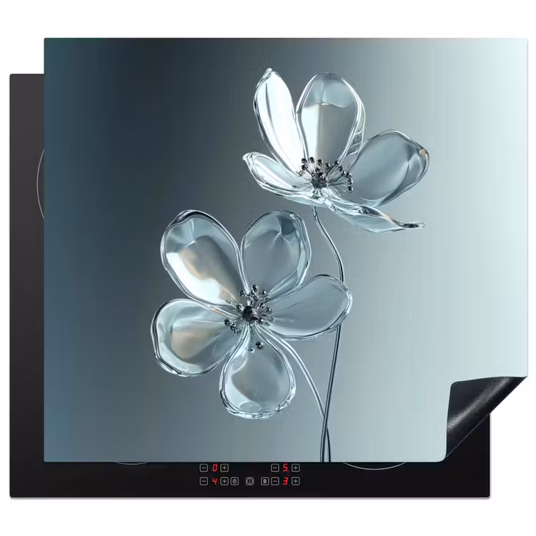 Protection plaque induction - Cristal - Fleurs - Gris — 1