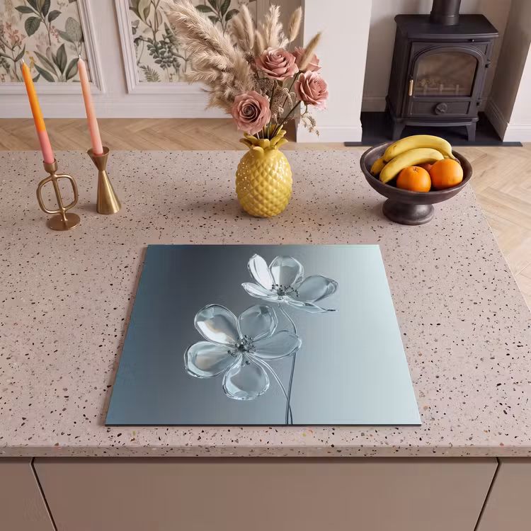 Protection plaque induction - Cristal - Fleurs - Gris — 3