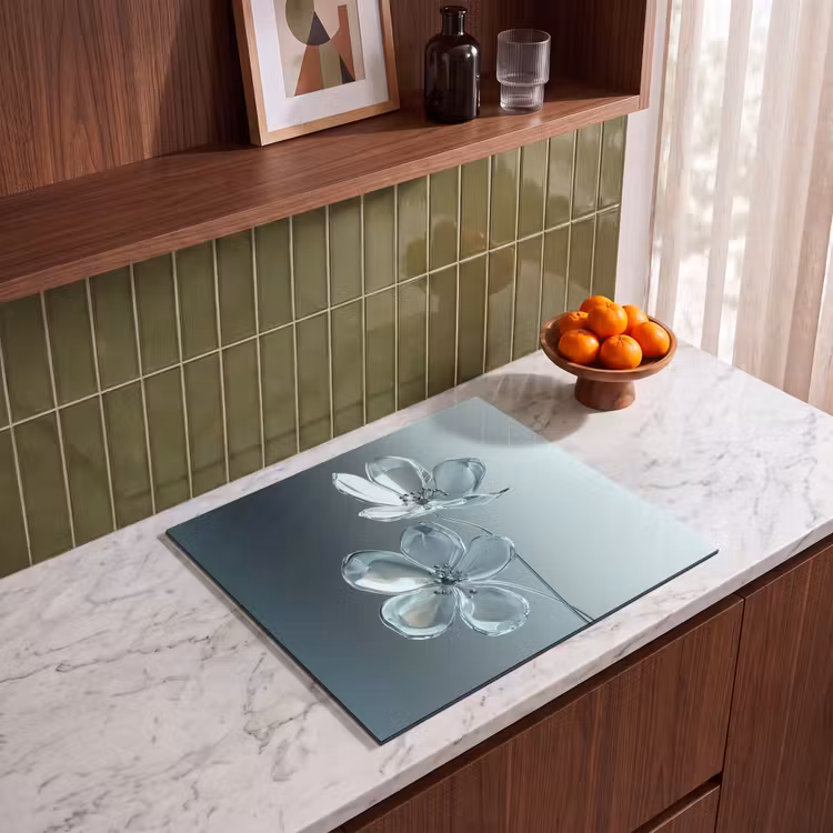 Protection plaque induction - Cristal - Fleurs - Gris — 4