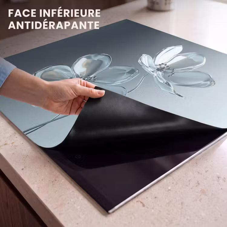 Protection plaque induction - Cristal - Fleurs - Gris — 7