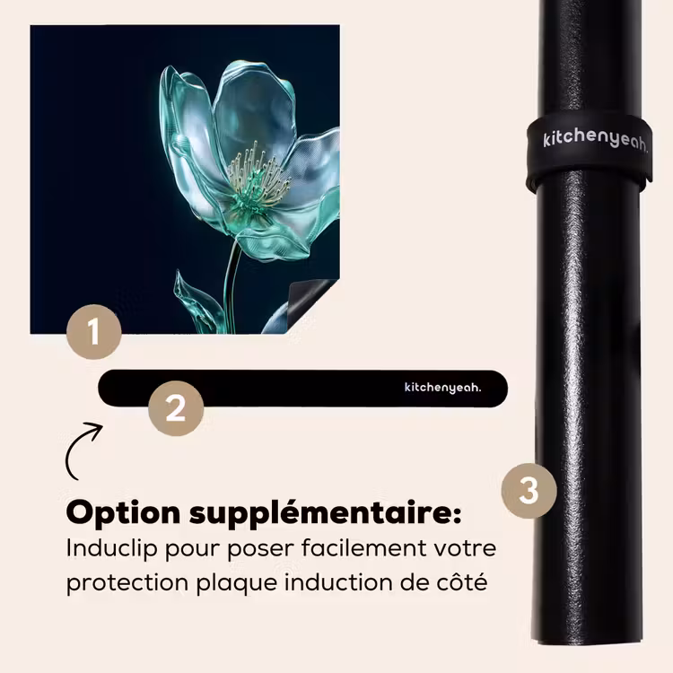 Protection plaque induction - Feuilles - Fleur - Verres - Bleu foncé — 8