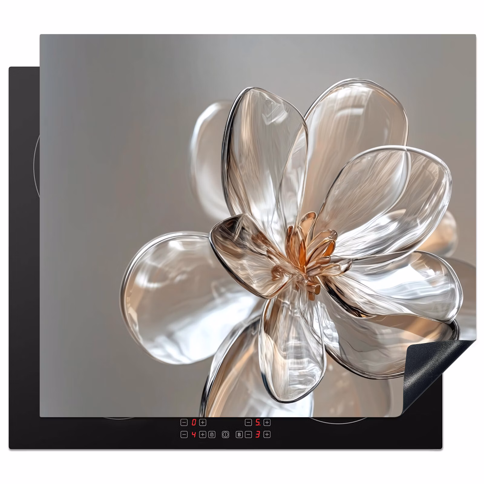 Protection plaque induction - Fleur - Lunettes - Translucide — 1