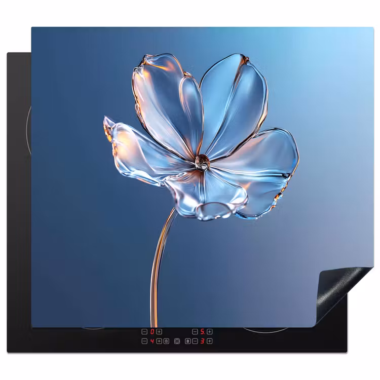 Protection plaque induction - Bleu - Fleur - Verres - Orné — 1