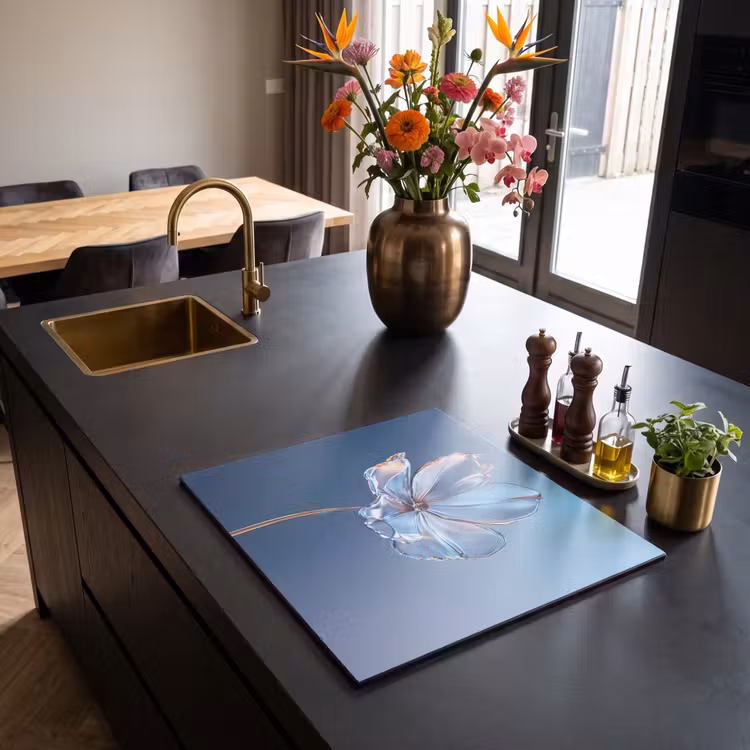 Protection plaque induction - Bleu - Fleur - Verres - Orné — 2