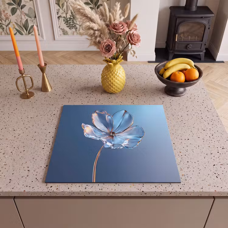 Protection plaque induction - Bleu - Fleur - Verres - Orné — 3